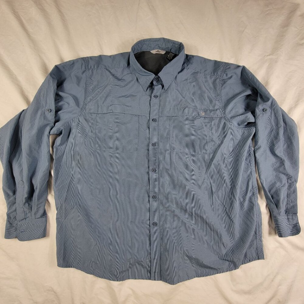 Wrangler Mens XXL Blue Long Sleeve Shirt Camping Outdoors Hiking Lightweight